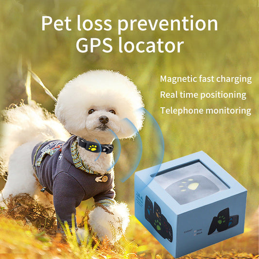 Black Real-Time Pet GPS Tracker Locator – Multi-Mode Positioning with Magnetic Charging for Dogs & Cats
