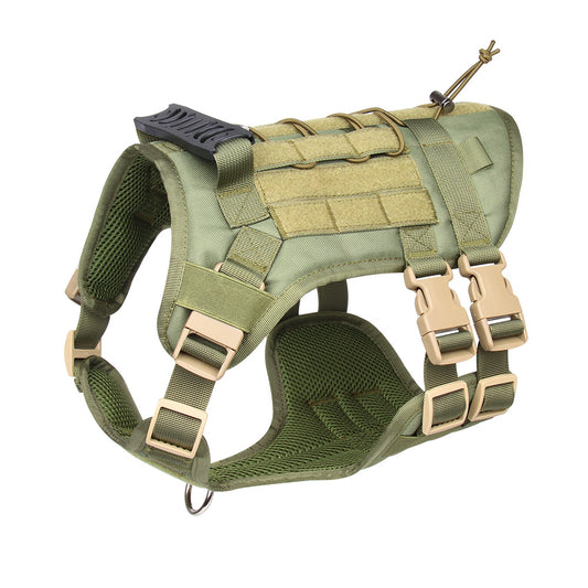 Green Tactical Dog Training Harness – Adjustable No-Pull Vest with MOLLE System & Handle (M Size)