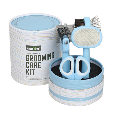 ✂️ Blue Complete 5-in-1 Pet Grooming Care Kit – Brushes, Combs & Nail Clippers