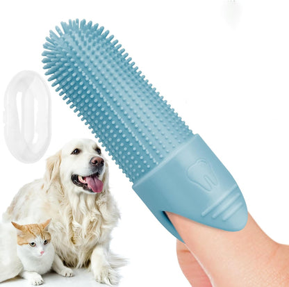 🦷 4 Pcs Blue Soft Silicone Pet Finger Toothbrush