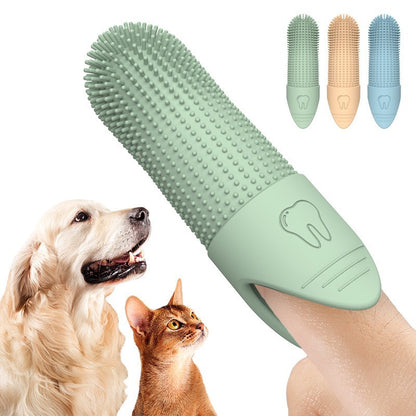 🦷 4 Pcs Blue Soft Silicone Pet Finger Toothbrush