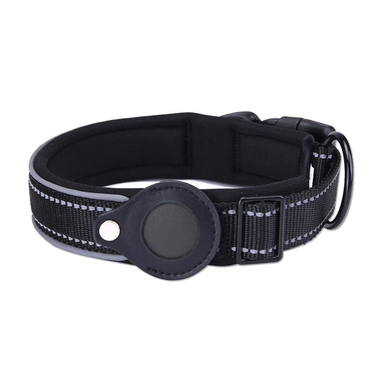 Size XL Black Reflective Adjustable Anti-Lost Pet Collar Compatible with Apple AirTag (Collar Only, Tracker Not Included)