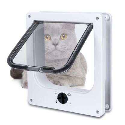 XL White 4-Way Locking Pet Door for Cats & Small Dogs – Magnetic, Weatherproof Flap