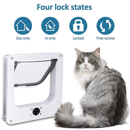XL White 4-Way Locking Pet Door for Cats & Small Dogs – Magnetic, Weatherproof Flap