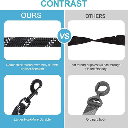 Black 3-in-1 Tangle-Free Dog Leash for 1–3 Dogs – Heavy Duty Bungee Coupler with Reflective Stitching & Padded Handle