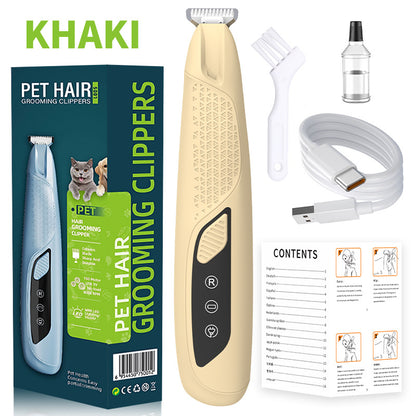 Khaki Precision Pet Paw Trimmer – Waterproof, Rechargeable Grooming Clipper for Dogs & Cats (Paws, Eyes, Ears)